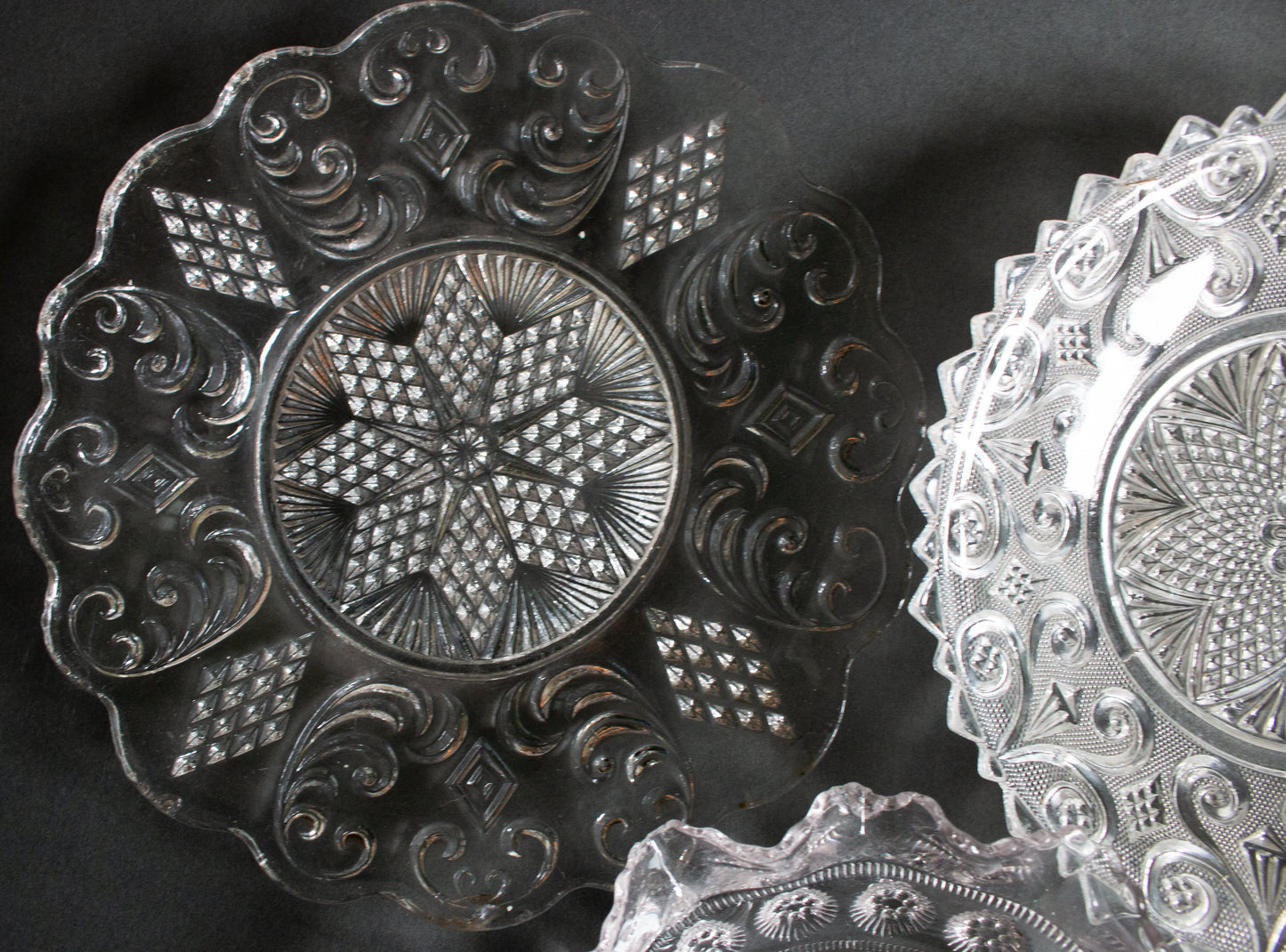 Vintage Glass Serving Bowls and Plates (3)