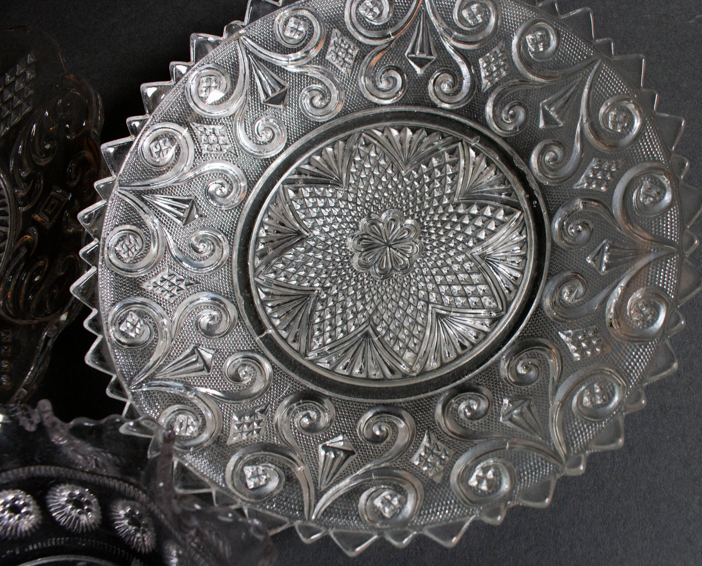 Vintage Glass Serving Bowls and Plates (3)