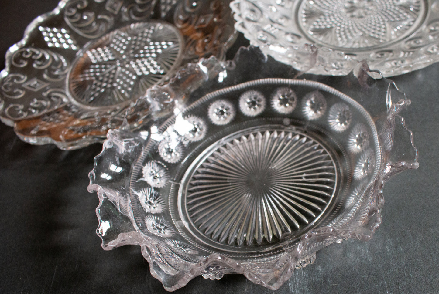 Vintage Glass Serving Bowls and Plates (3)