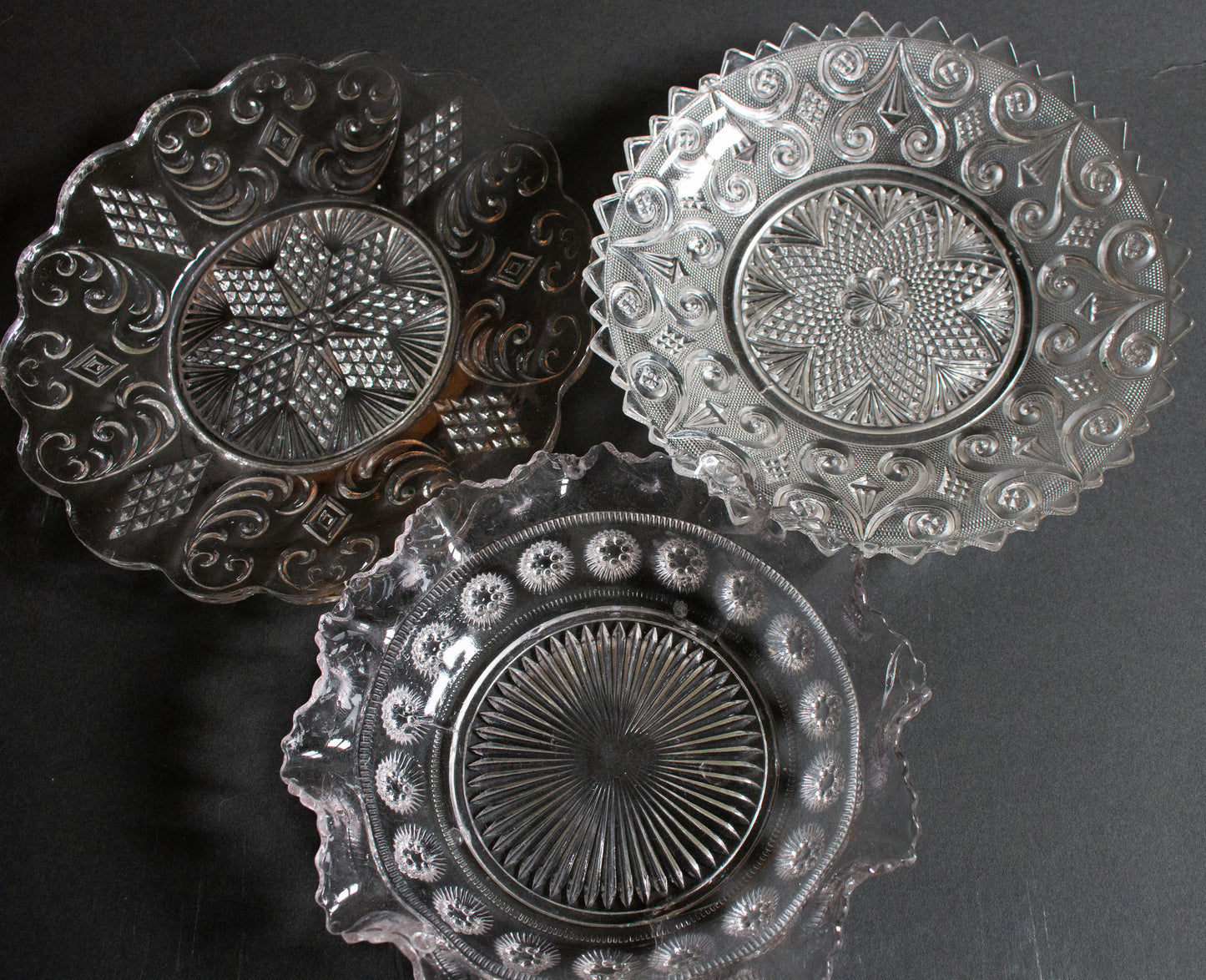 Vintage Glass Serving Bowls and Plates (3)