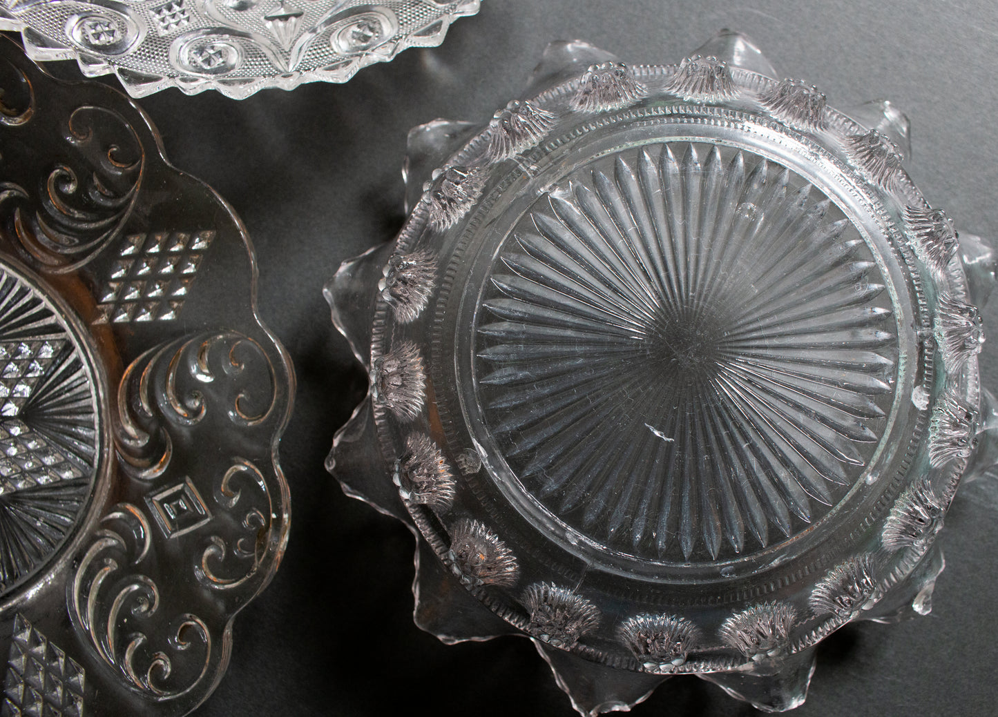 Vintage Glass Serving Bowls and Plates (3)