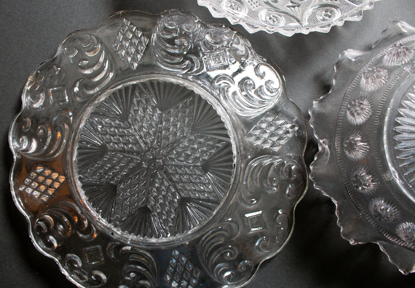 Vintage Glass Serving Bowls and Plates (3)