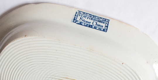 Antique Willow Pattern Small Blue and White Transferware Serving Platter