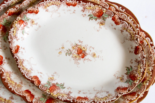 Alfred Meakin Ltd. 'Medina' Pattern Brown and White Graduated Serving Plates (3)