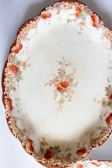 Alfred Meakin Ltd. 'Medina' Pattern Brown and White Graduated Serving Plates (3)