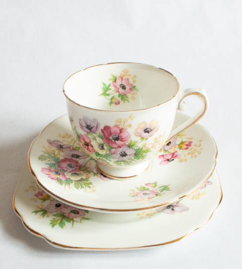 Stanley Fine Bone China Teacup Trio with Floral Detail