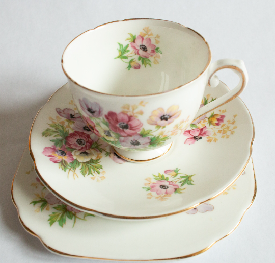 Stanley Fine Bone China Teacup Trio with Floral Detail