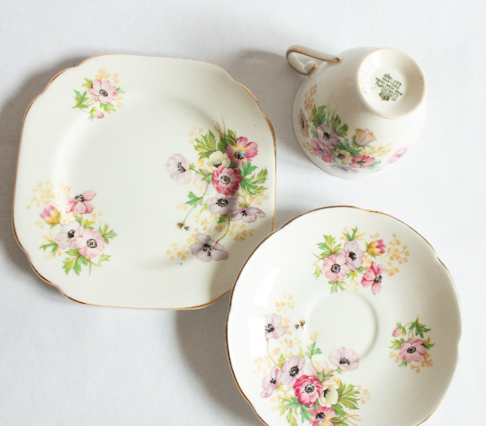 Stanley Fine Bone China Teacup Trio with Floral Detail