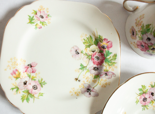 Stanley Fine Bone China Teacup Trio with Floral Detail