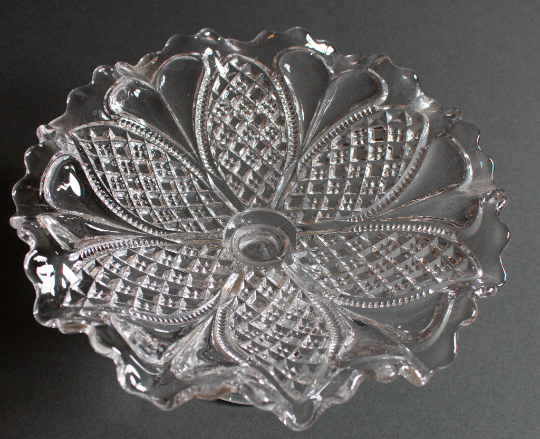 Vintage Moulded Glass Comport or Cake Stand with Fluted Edge