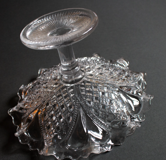 Vintage Moulded Glass Comport or Cake Stand with Fluted Edge
