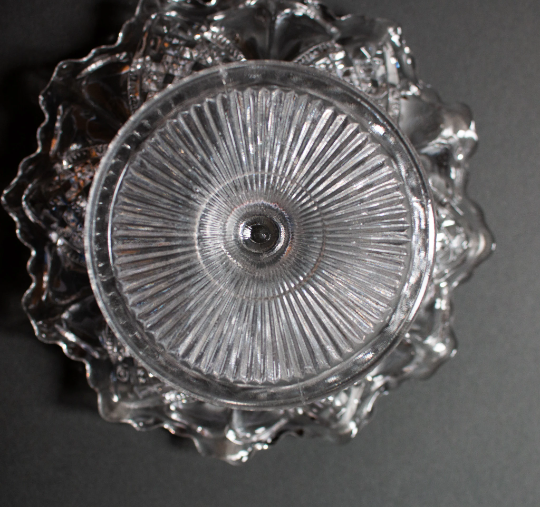 Vintage Moulded Glass Comport or Cake Stand with Fluted Edge