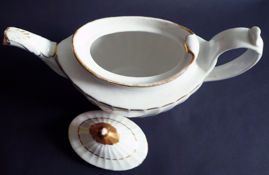 Antique White and Gold Teapot