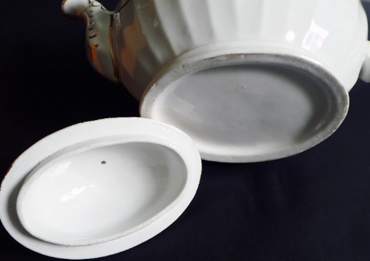 Antique White and Gold Teapot