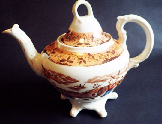 Mid Victorian Bone China Teapot with Lustreware Finish
