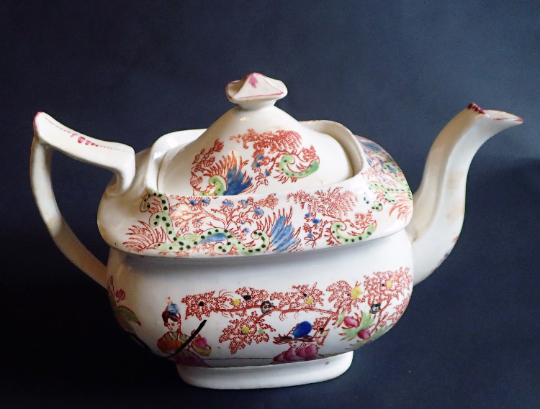 Antique Teapot with Oriental Scenes