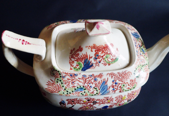 Antique Teapot with Oriental Scenes