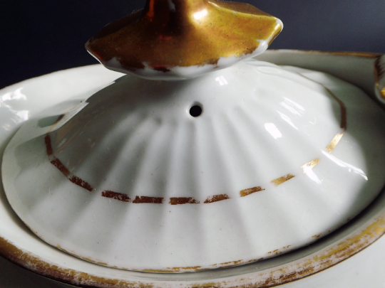Antique White and Gold Teapot