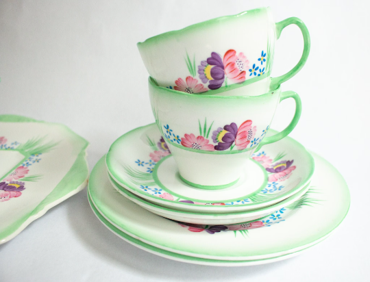 Sampson Smith China Floral Tea Set for Two
