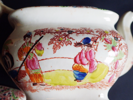 Antique Teapot with Oriental Scenes