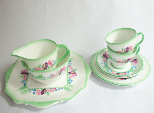 Sampson Smith China Floral Tea Set for Two