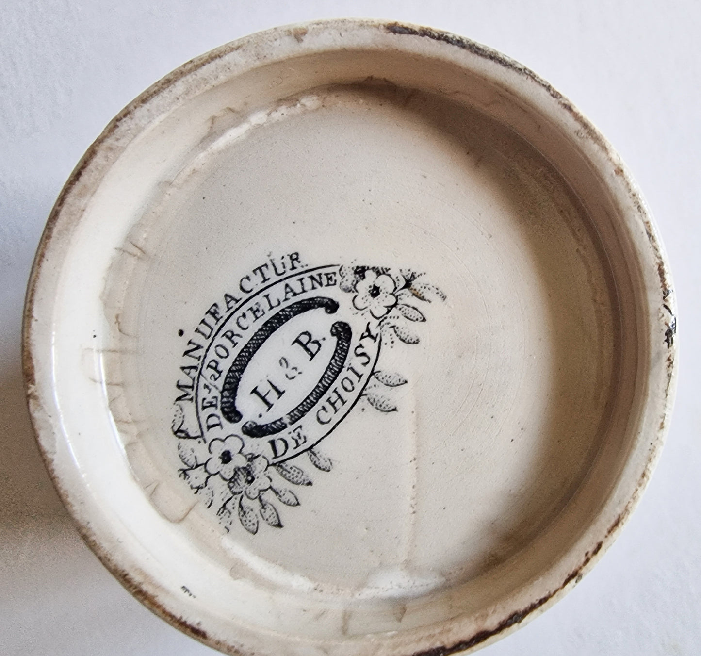 Antique H. Boulenger & Cie French Pearlware Pottery Child's Mug with Nursery Game Detail