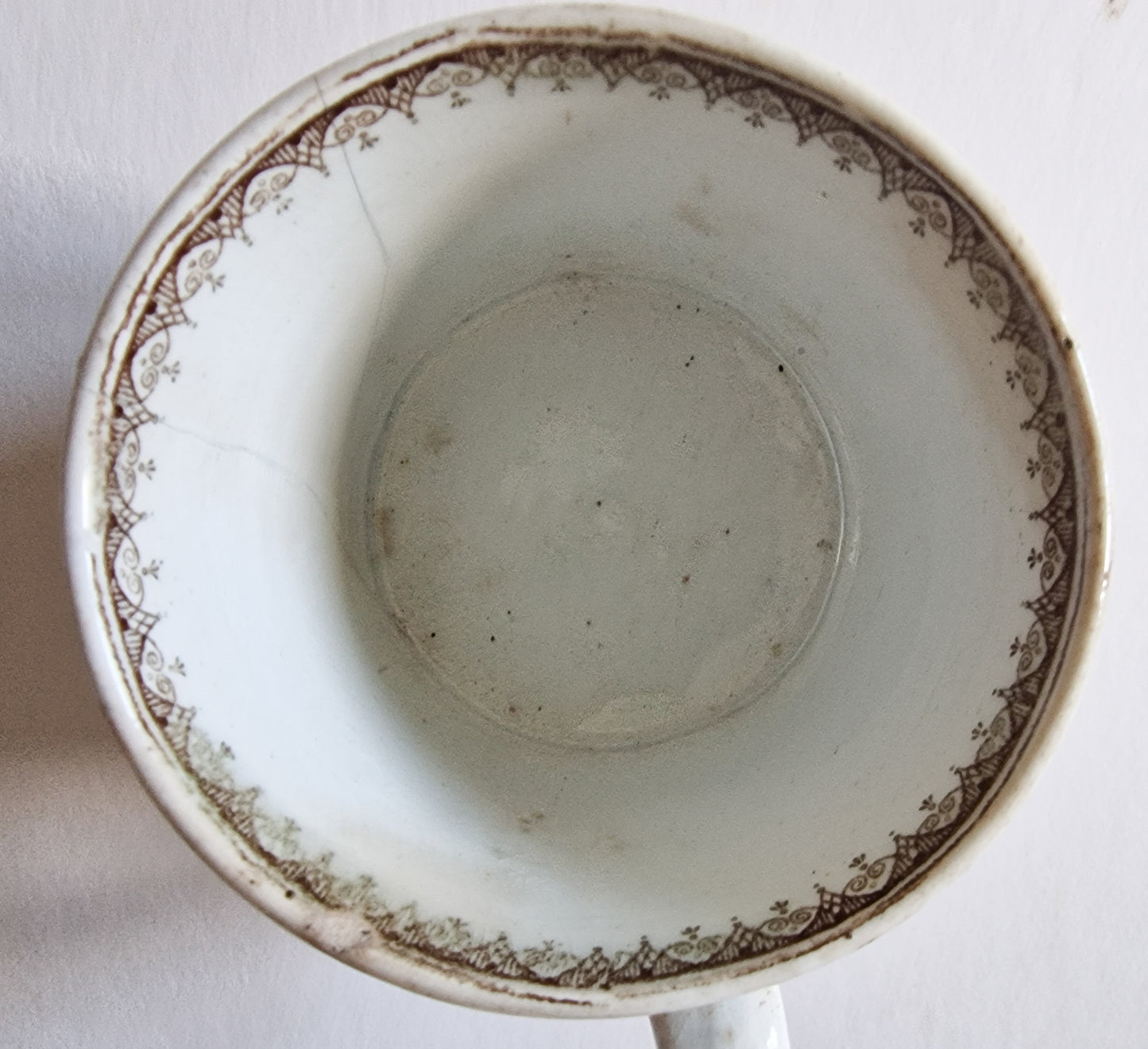 Antique English Pearlware Pottery Child's Mug with Nursery Game Detail