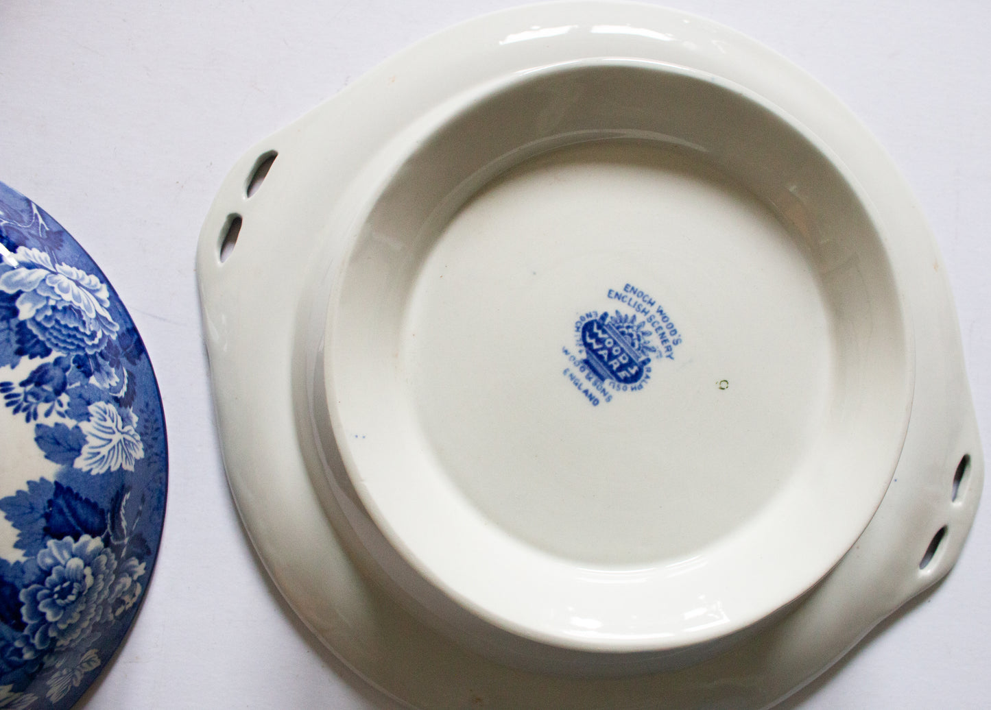 Enoch Wood's Woods Ware 'English Scenery' Patter Blue and White Transferware Lidded Serving Tureen
