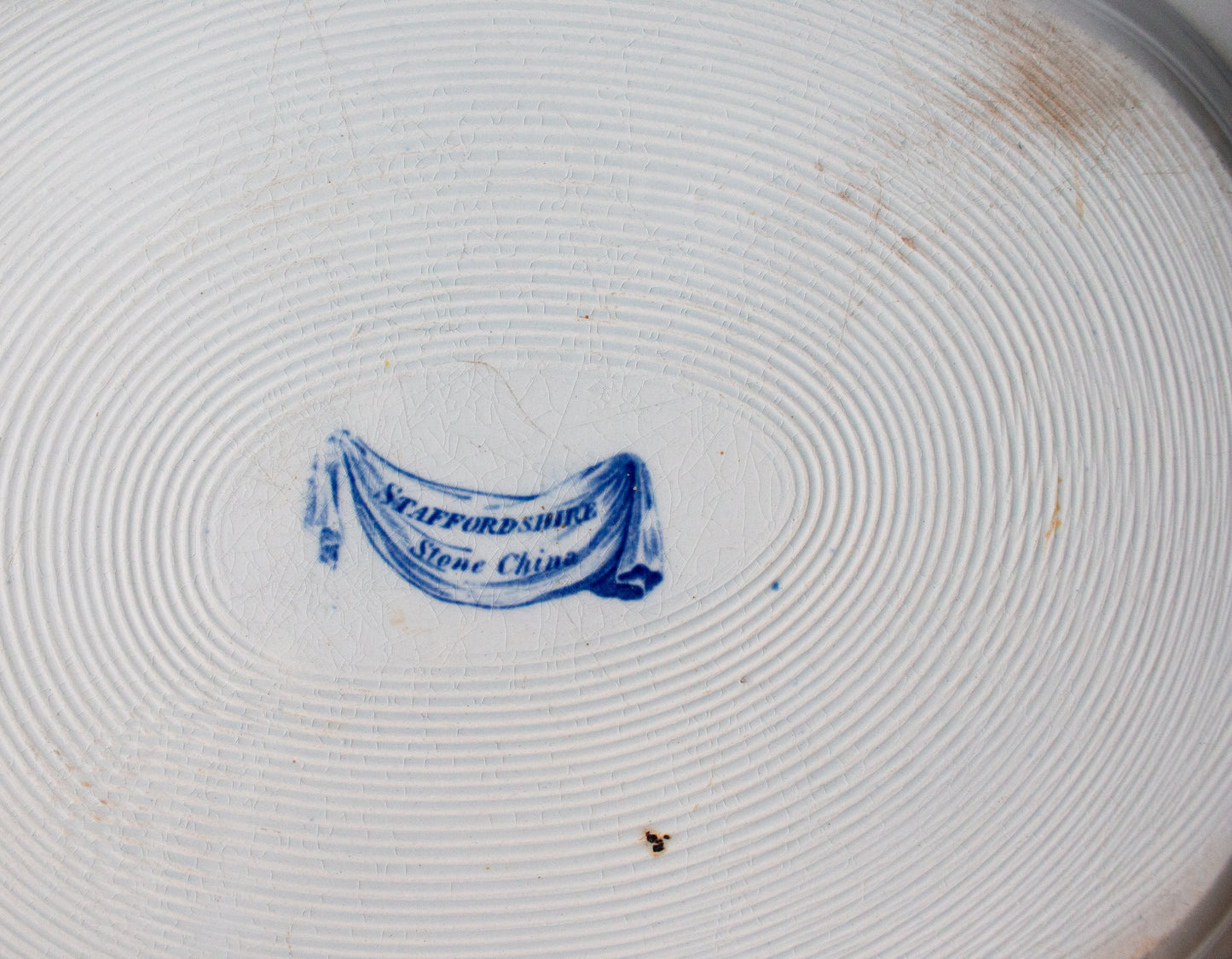 Antique 'Staffordshire Stone China' Willow Pattern Blue and White Transferware Serving Platter