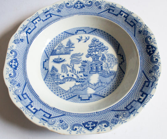 Hancock & Sons Corona Ware 'Willow' Pattern Blue and White Transferware Dish