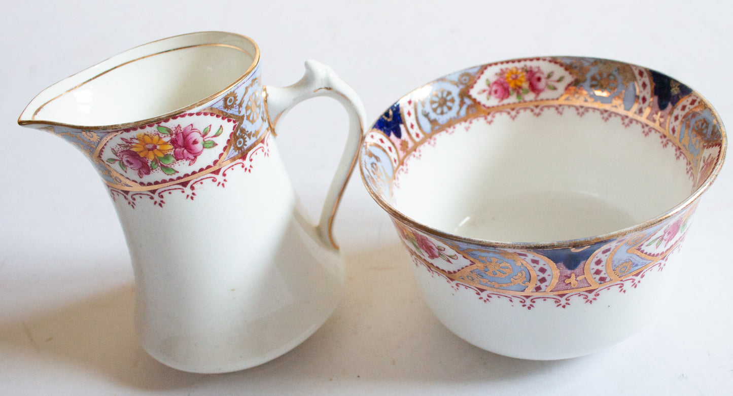 Salisbury China 'Stratton' Pattern Sugar Bowl and Creamer Set