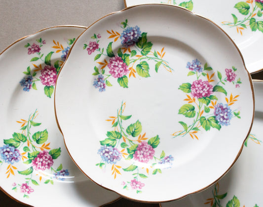 Vintage Royal Stuart China Floral 6.5" Side Plates (4)