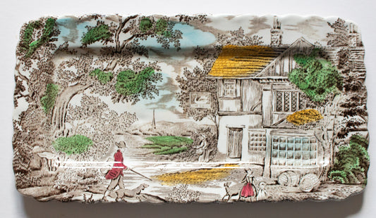 Myott 'The Hunter' Pattern Brown and White Transferware Rectangular Serving Platters