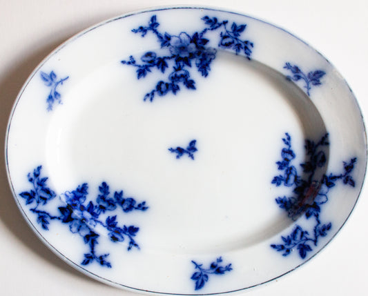 Antique Ashworth Bros. Flow Blue and White Serving Plate