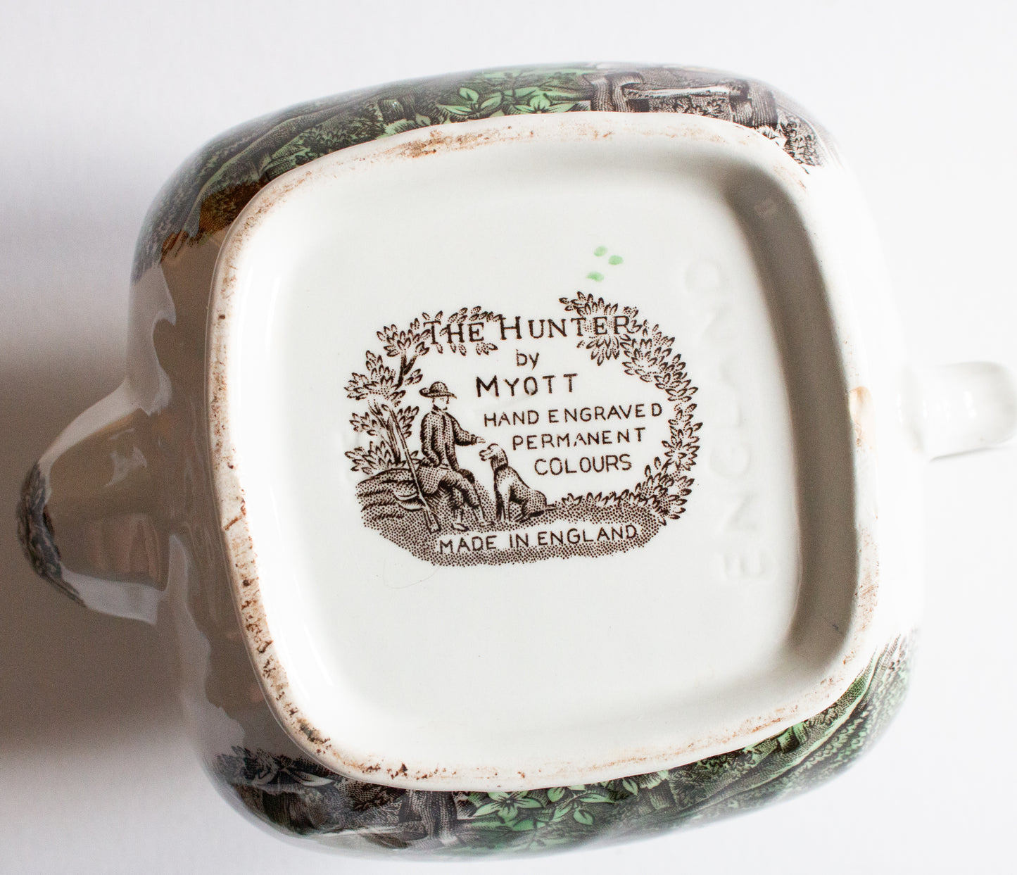 Myott 'The Hunter' Pattern Large Brown and White Transferware Teapot
