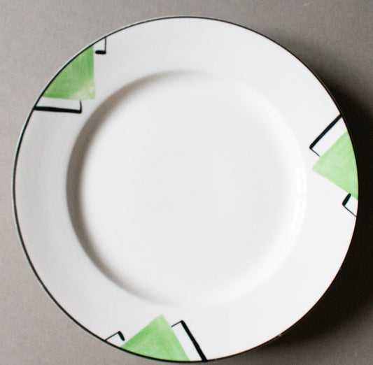 Vintage Art Deco Style Green and Black 7.75" Plates (4)