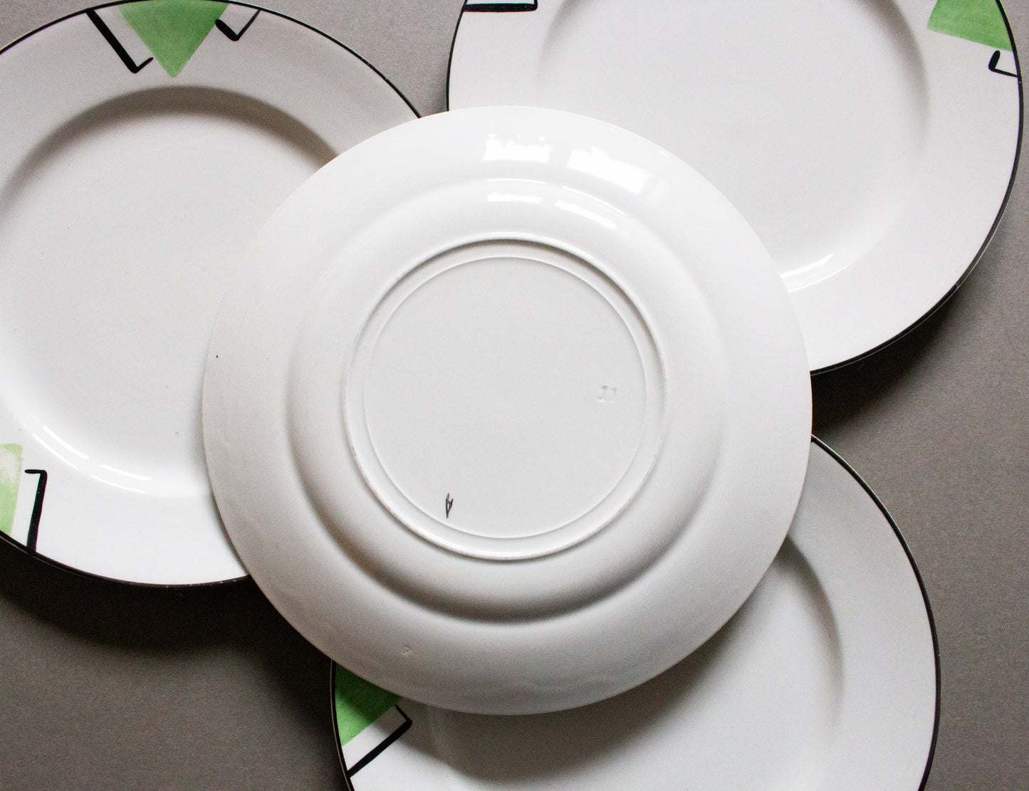 Vintage Art Deco Style Green and Black 7.75" Plates (4)