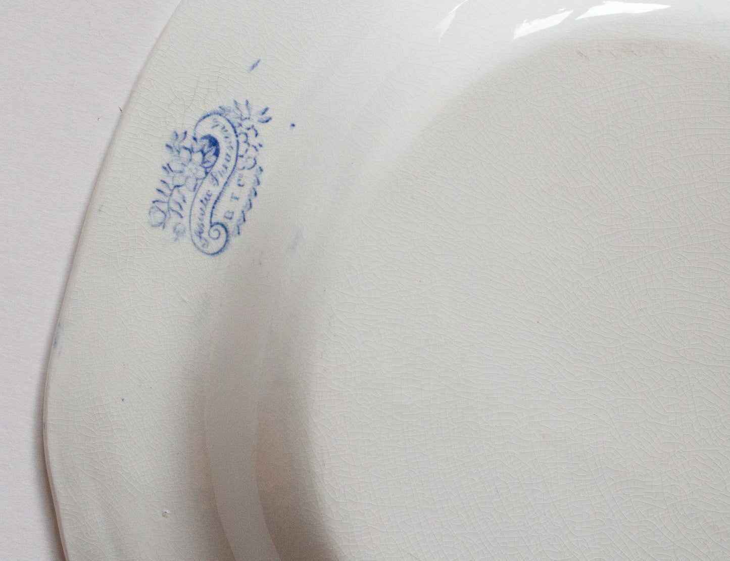 Antique Bovey Tracey 'Asiatic Pheasants' Blue and White Transferware Meat Platter