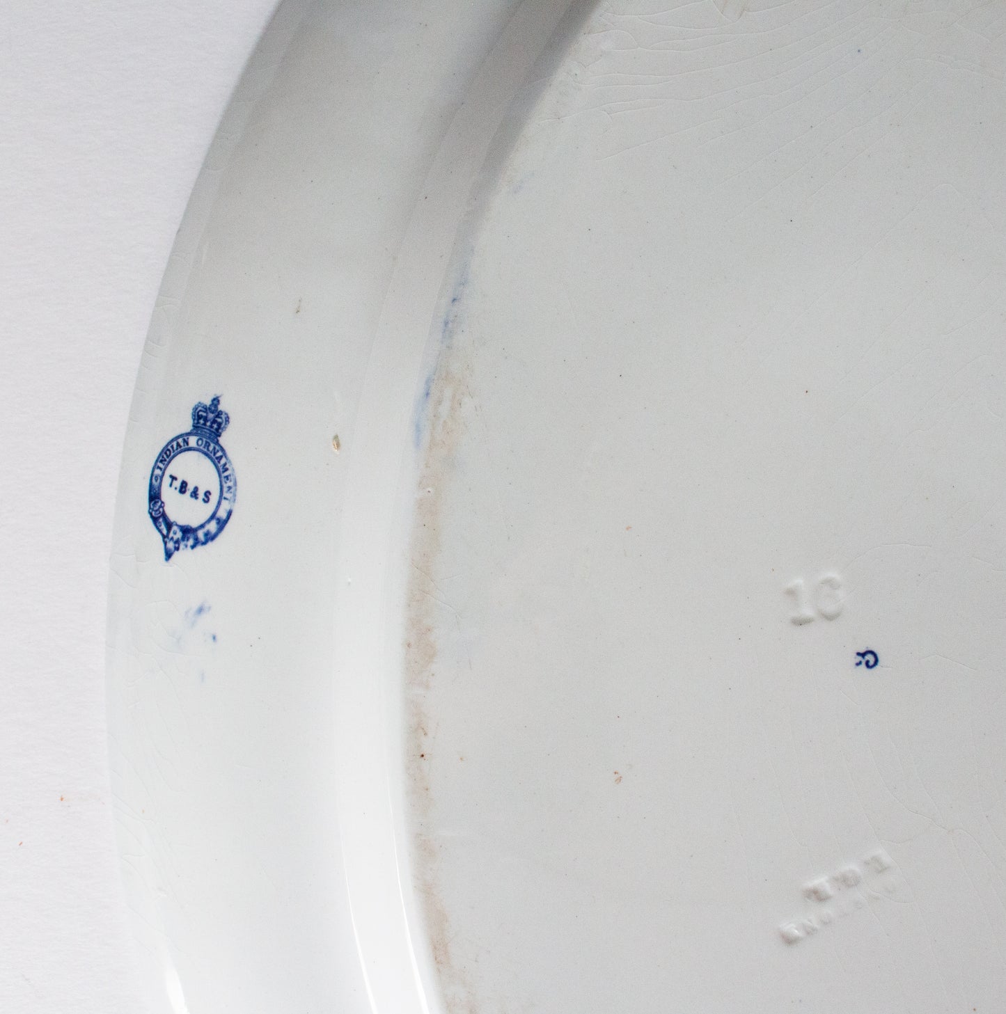 Antique Thomas Booth & Son 'Indian Ornament' Pattern Large Blue and White Transferware Meat Platter