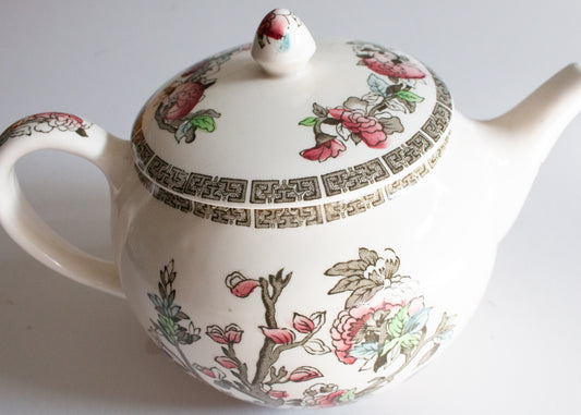 Johnson Bros. 'Indian Tree' Pattern Brown and White Transferware Teapot