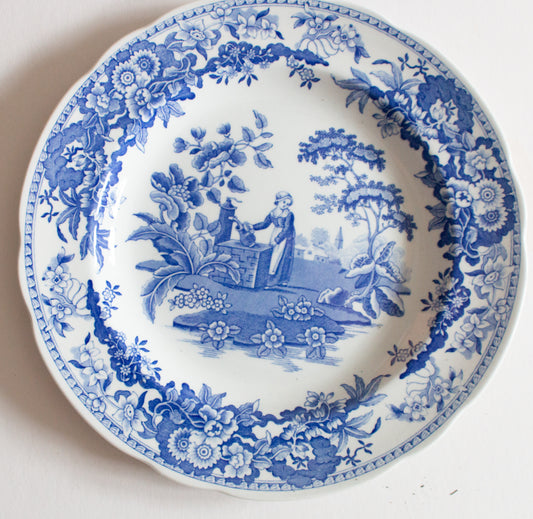 Spode 'Blue Room Collection' Blue and White Transferware Plate 'Girl at Well'