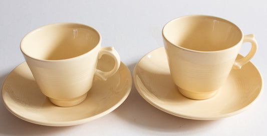 Woods Ware 'Jasmine' Pattern Yellow Expresso Coffee Cups and Saucers (2)