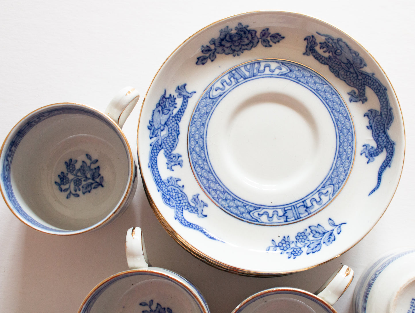 Cauldon England 'Blue Dragon' Coffee Cups and Sacuers (5)