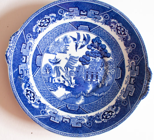 Antique Blue and White Transferware 'Willow' Pattern Serving Plate