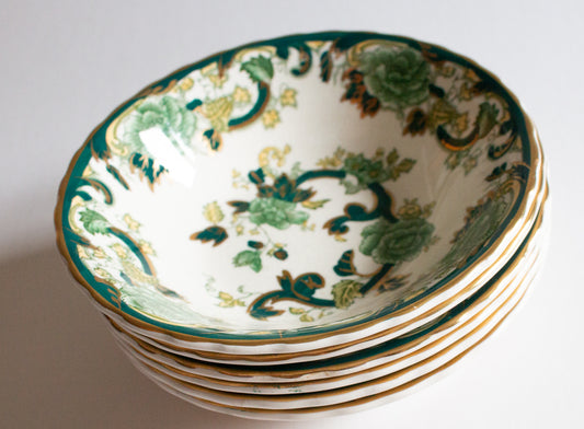 Mason's Ironstone 'Chartreuse' Pattern Cereral or Dessert Bowls (6)