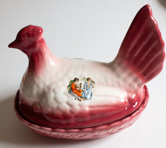 Vintage Hen Egg Ceramic Basket