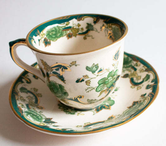 Mason's Ironstone 'Chartreuse' Pattern Teacup and Saucer