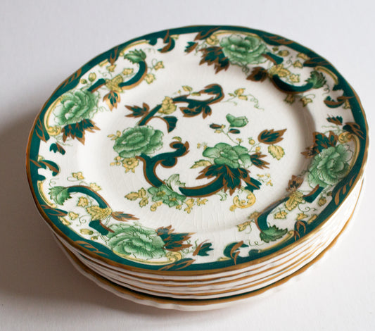 Mason's Ironstone 'Chartreuse' Pattern 6.75" Side Plates (6)