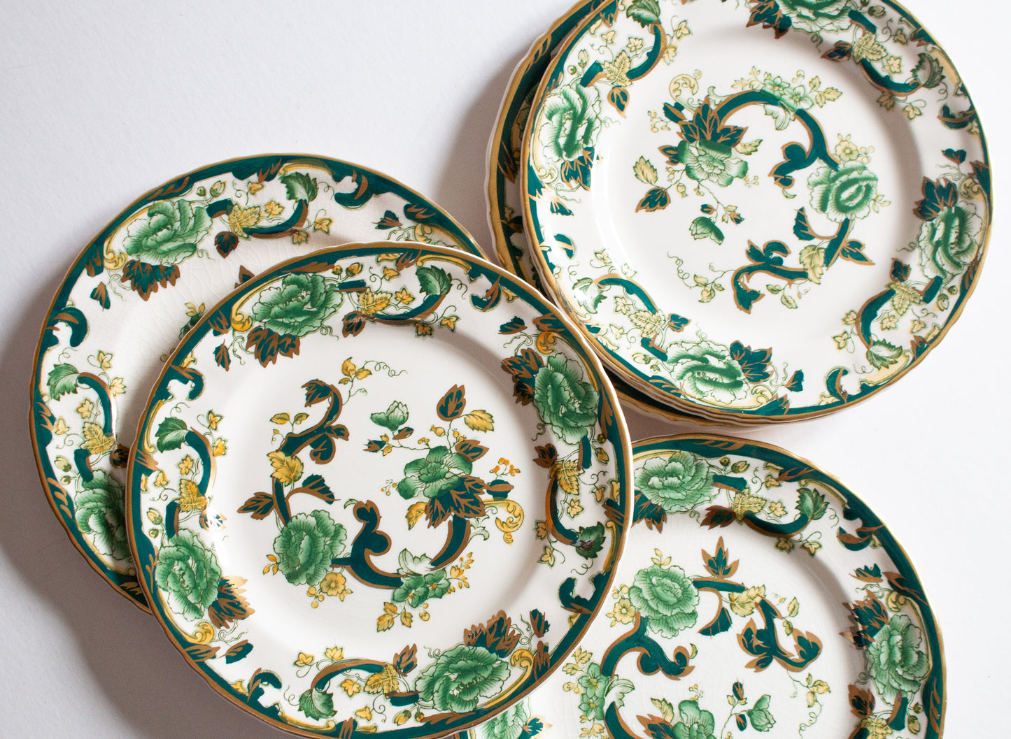 Mason's Ironstone 'Chartreuse' Pattern 6.75" Side Plates (6)