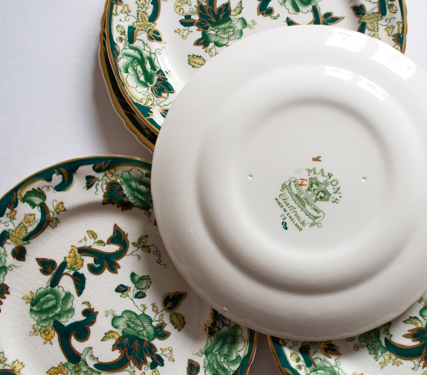 Mason's Ironstone 'Chartreuse' Pattern 6.75" Side Plates (6)